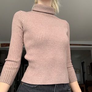 Purple — grey 3/4 sleeve turtleneck